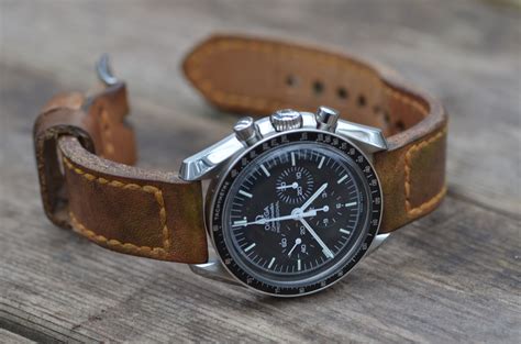 omega speedmaster moonwatch brown leather strap|Omega Speedmaster mark ii strap.